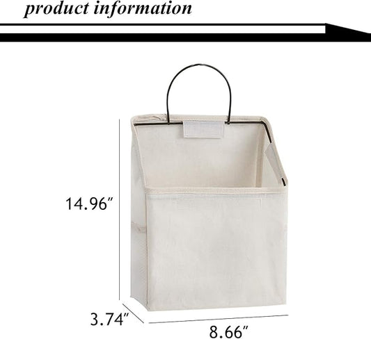 2 Pcs Wall-Hanging Storage Bags, Desktop Organizer Basket Cotton Linen Hanging Storage Basket for Kitchen,Bderoom,Living Room