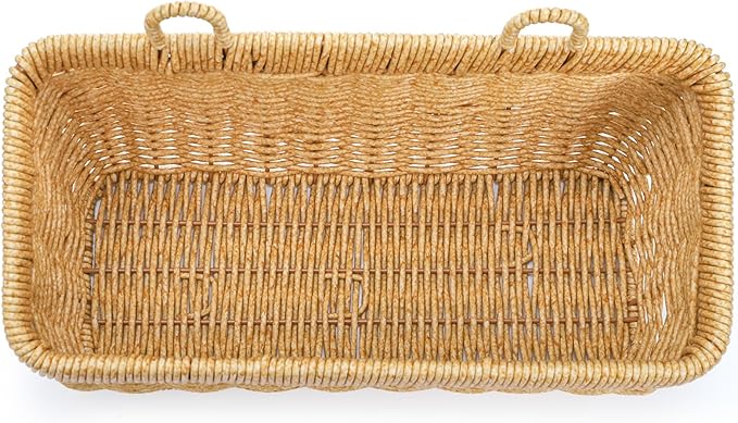 Set of 2 Wall Hanging Basket, Small Hand-Woven Hanging Organizer Basket for Onion Garlic, Boho Plastic Fruit Storage Baskets with Hanger for Kitchen Bathroom Laundry Living Room Home Decor