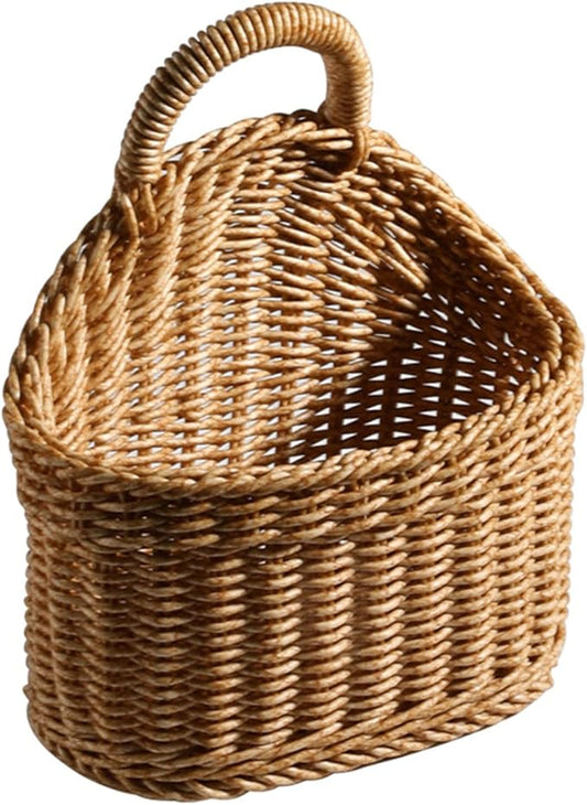 1 Pack Hanging Basket Woven Wall Baskets Hanging Storage Basket Woven Shelf Basket Storage Bin Plant Basket Small Woven Storage Basket with Handle Decorative Basket for Home Office Organizing